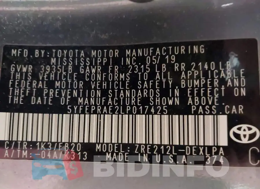 5YFEPRAE2LP017425 Photo# 9