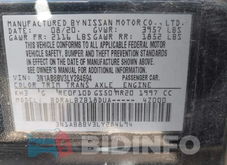3N1AB8BV3LY284694 Photo# 9