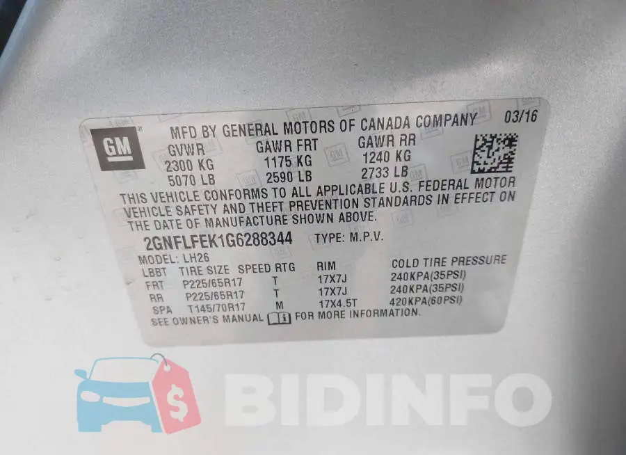 2GNFLFEK1G6288344 Photo# 8