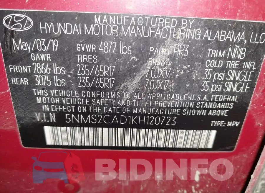 5NMS2CAD1KH120723 Photo# 9