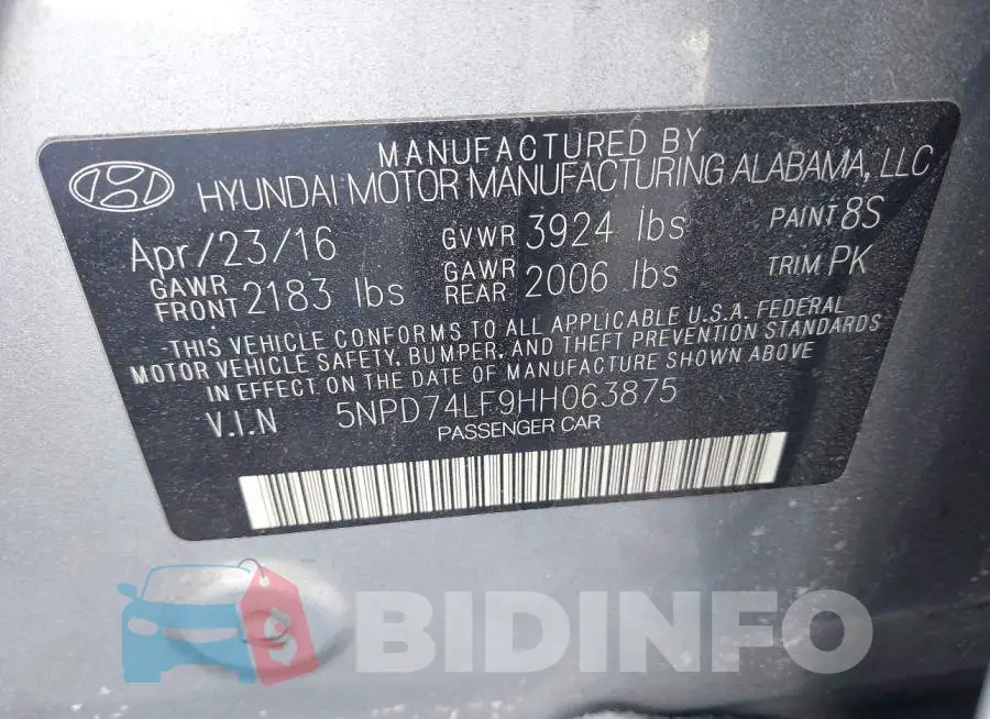 5NPD74LF9HH063875 Photo# 9