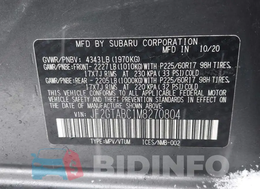 JF2GTABC1M8270804 Photo# 9