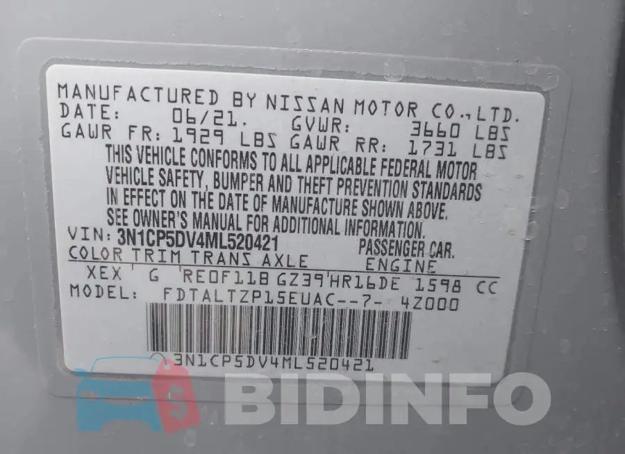 3N1CP5DV4ML520421 Photo# 9