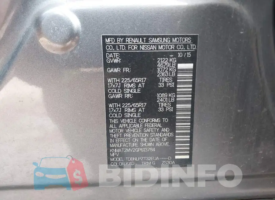 KNMAT2MV2GP613784 Photo# 9