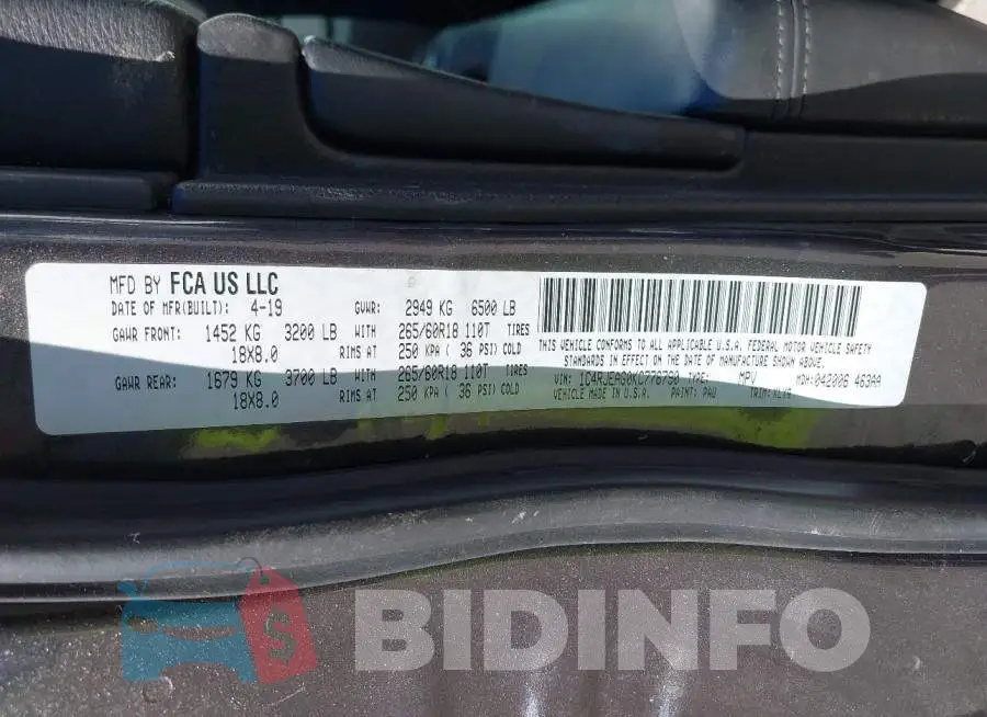 1C4RJEAG0KC776790 Photo# 9