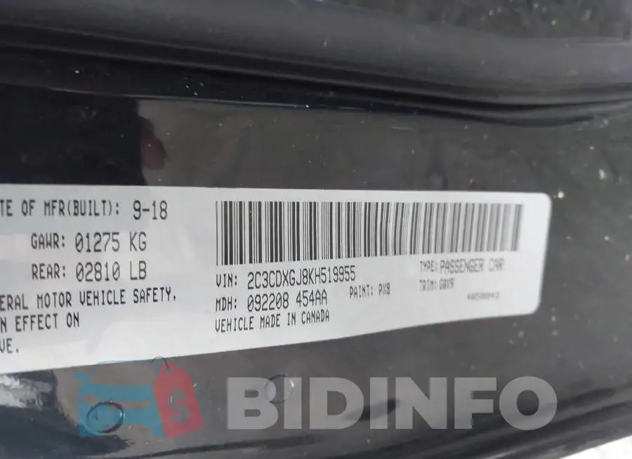 2C3CDXGJ8KH519955 Photo# 9