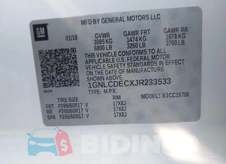 1GNLCDECXJR233533 Photo# 9