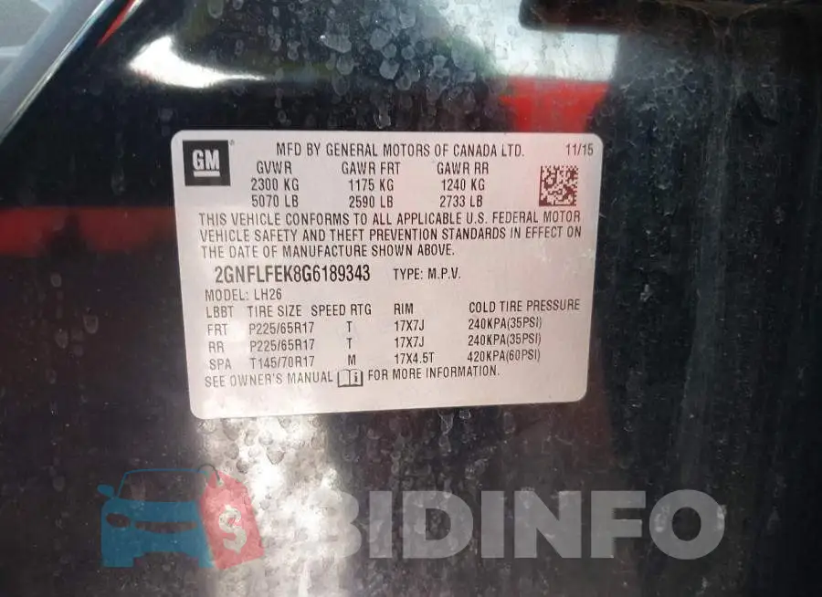 2GNFLFEK8G6189343 Photo# 9