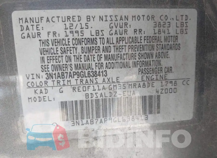 3N1AB7AP9GL638413 Photo# 9