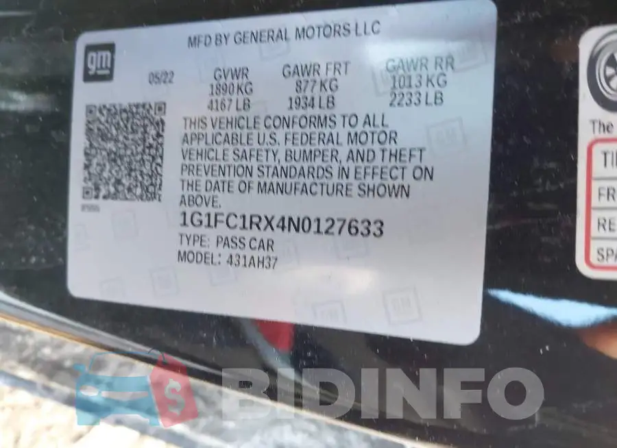 1G1FC1RX4N0127633 Photo# 9