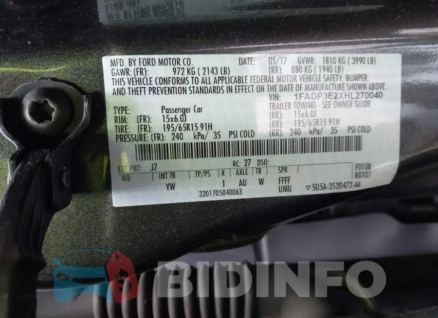 1FADP3E2XHL270040 Photo# 9