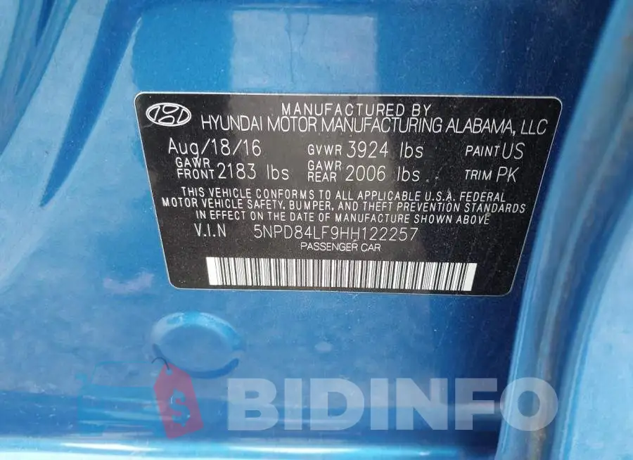 5NPD84LF9HH122257 Photo# 9
