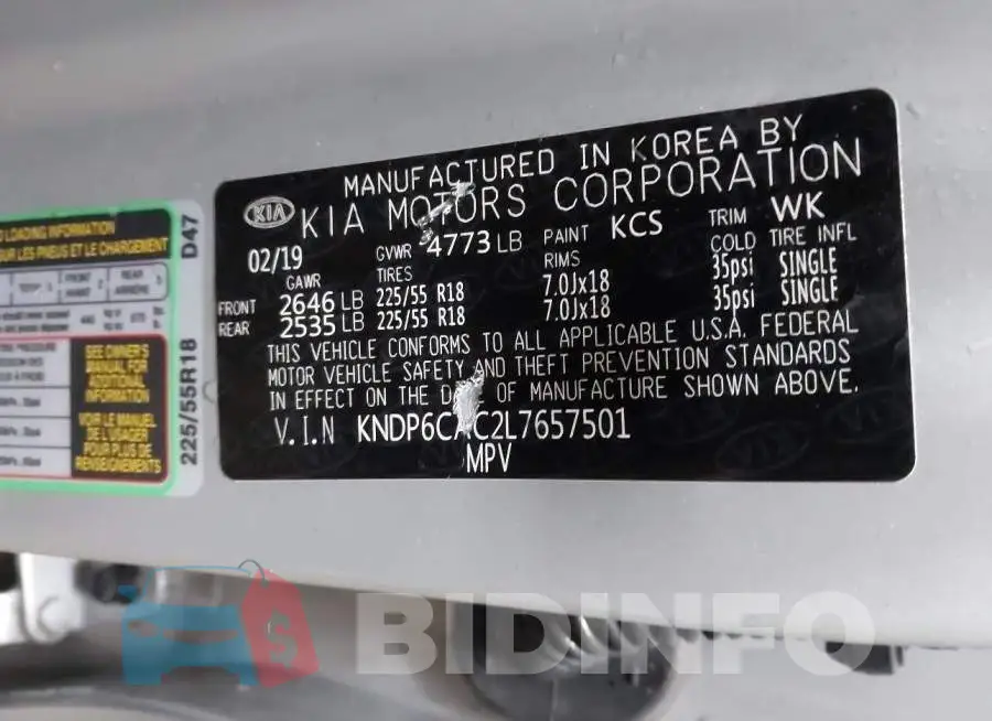 KNDP6CAC2L7657501 Photo# 9