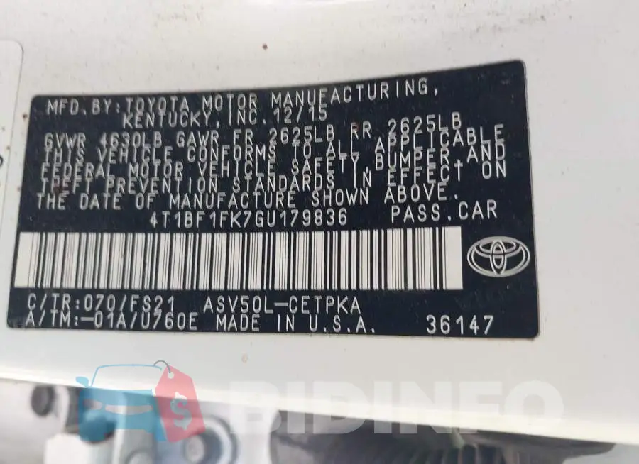 4T1BF1FK7GU179836 Photo# 9
