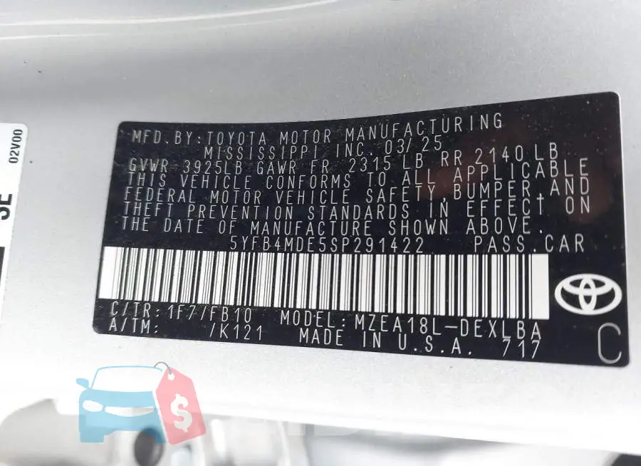 5YFB4MDE5SP291422 Photo# 9