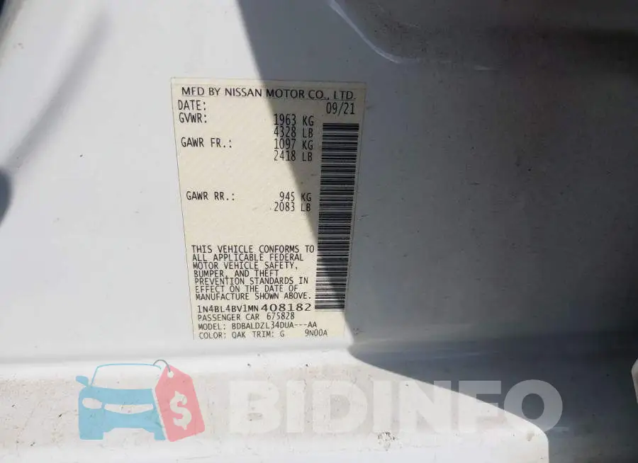 1N4BL4BV1MN408182 Photo# 9