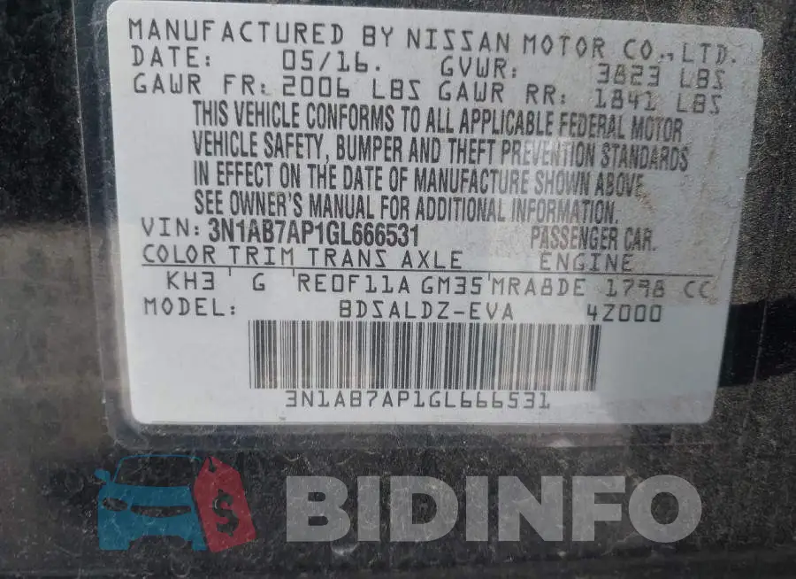 3N1AB7AP1GL666531 Photo# 9