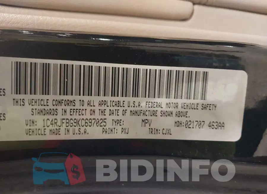 1C4RJFBG9KC697025 Photo# 9