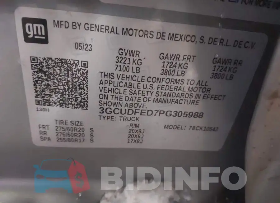 3GCUDFED7PG305988 Photo# 9