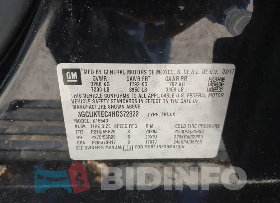 3GCUKTEC4HG372822 Photo# 9