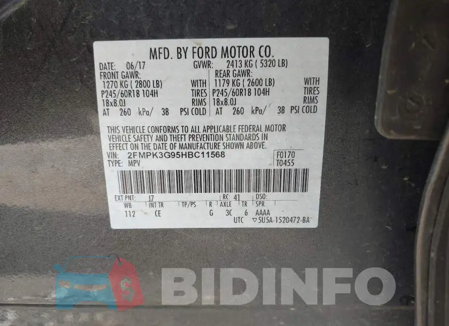 2FMPK3G95HBC11568 Photo# 9