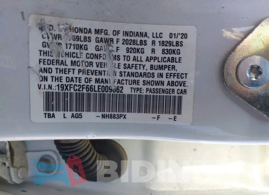 19XFC2F66LE009662 Photo# 9
