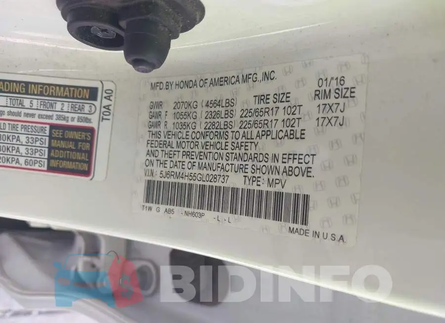 5J6RM4H55GL028737 Photo# 9