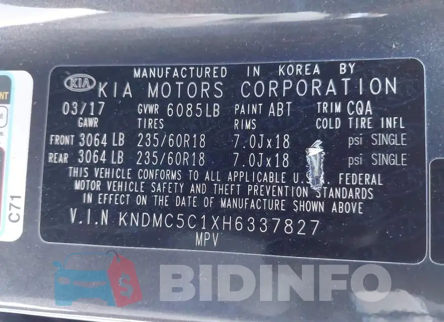 KNDMC5C1XH6337827 Photo# 9