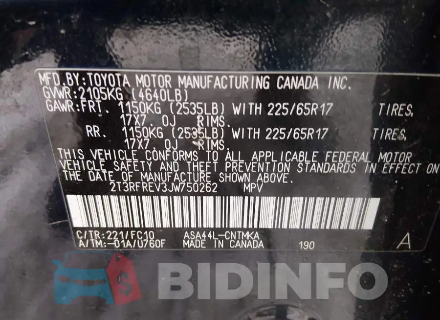 2T3RFREV3JW750262 Photo# 9