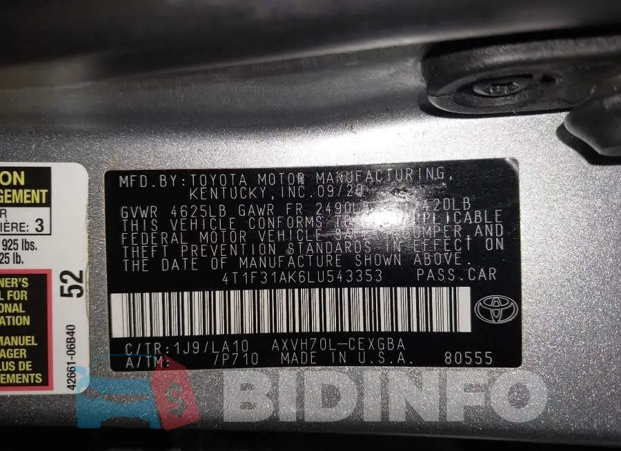 4T1F31AK6LU543353 Photo# 9