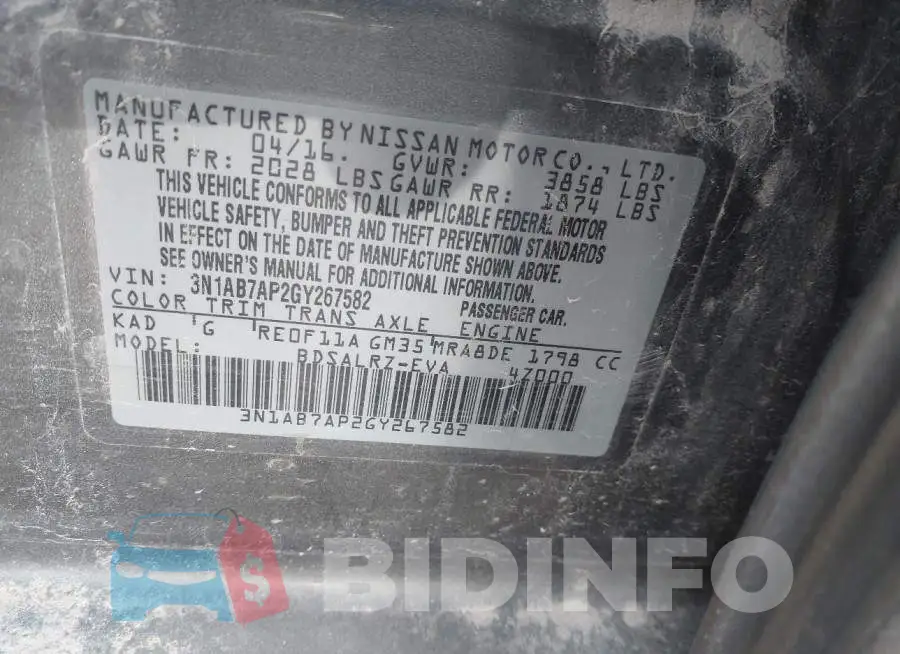 3N1AB7AP2GY267582 Photo# 9