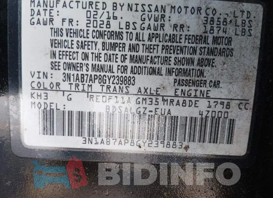 3N1AB7AP8GY239883 Photo# 9