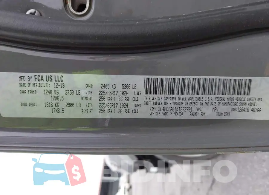 3C4PDCAB1KT872701 Photo# 9