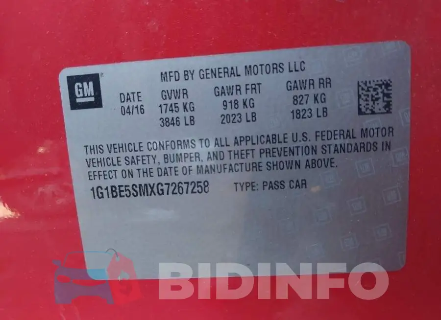 1G1BE5SMXG7267258 Photo# 9