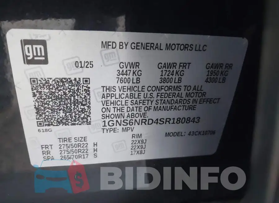 1GNS6NRD4SR180843 Photo# 9
