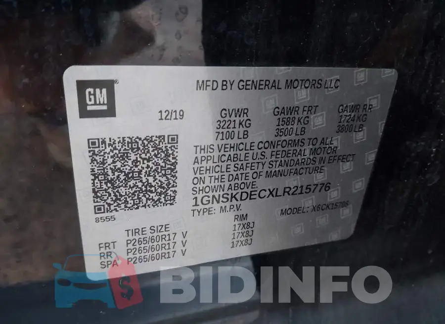 1GNSKDECXLR215776 Photo# 9