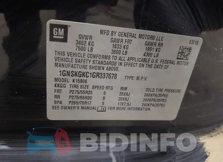 1GNSKGKC1GR337678 Photo# 9