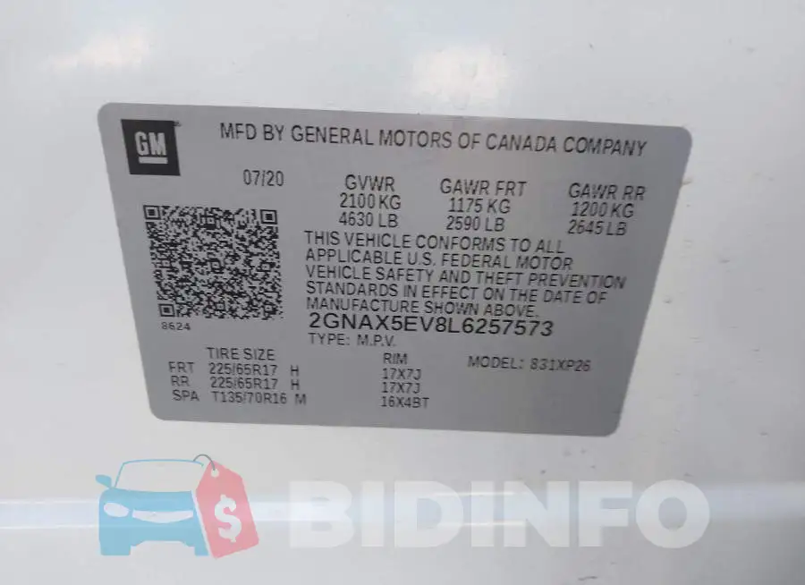 2GNAX5EV8L6257573 Photo# 9