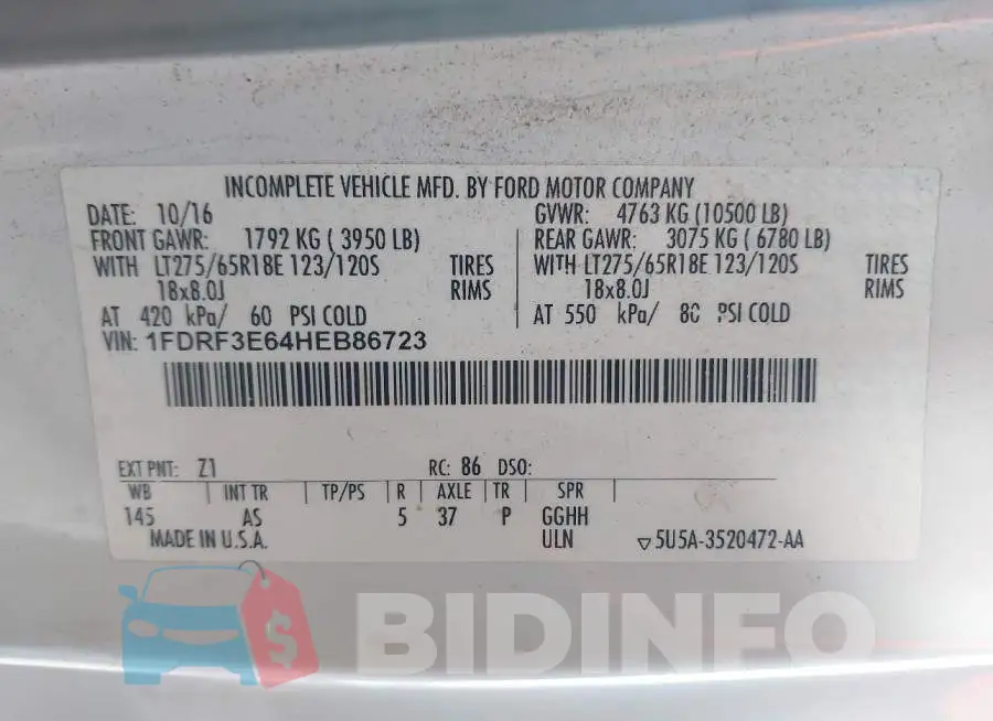 1FDRF3E64HEB86723 Photo# 9