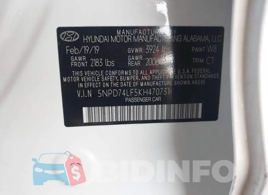 5NPD74LF5KH470731 Photo# 9