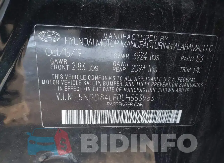5NPD84LF0LH553983 Photo# 9