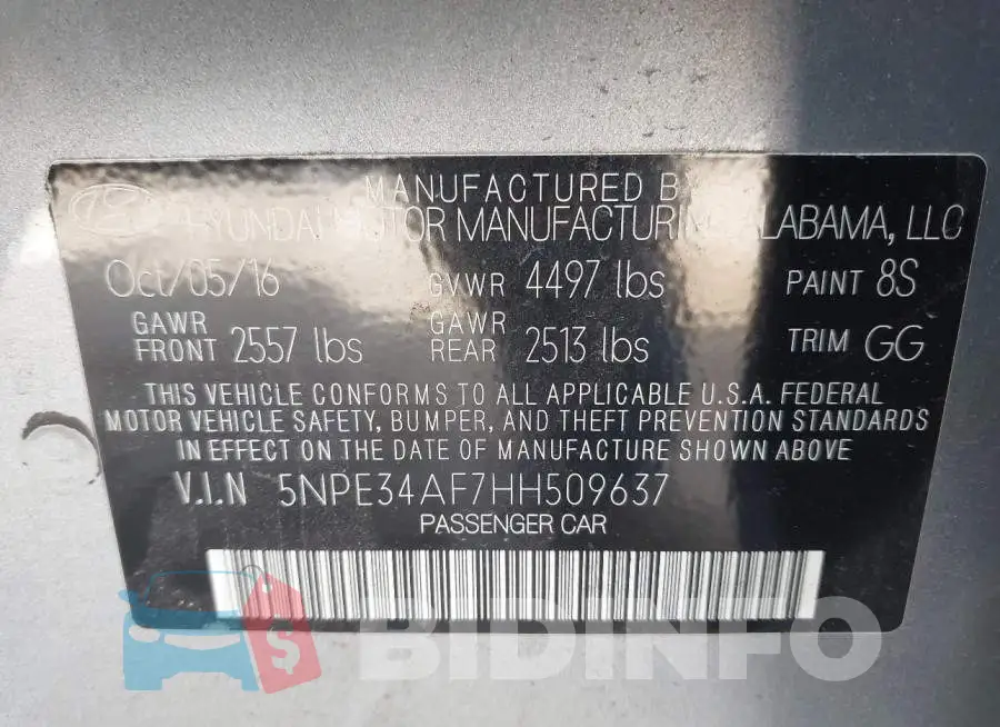 5NPE34AF7HH509637 Photo# 9