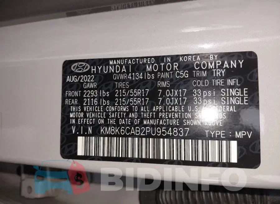 KM8K6CAB2PU954837 Photo# 9