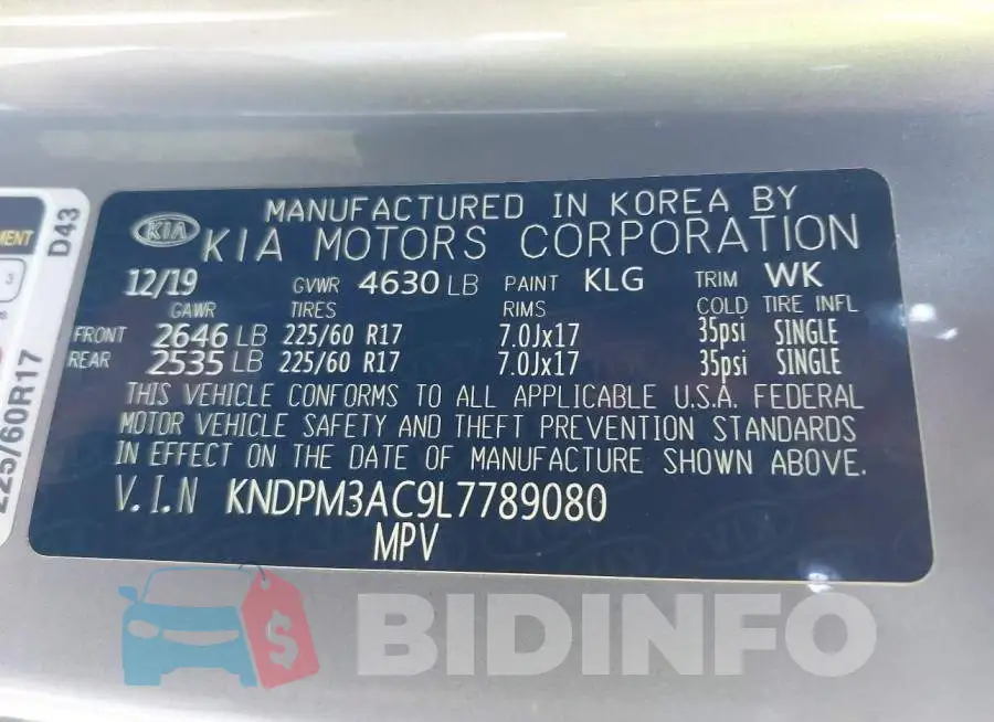 KNDPM3AC9L7789080 Photo# 9