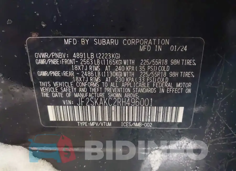 JF2SKAKC2RH496001 Photo# 9