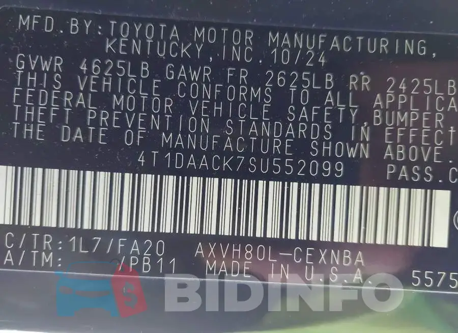 4T1DAACK7SU552099 Photo# 9