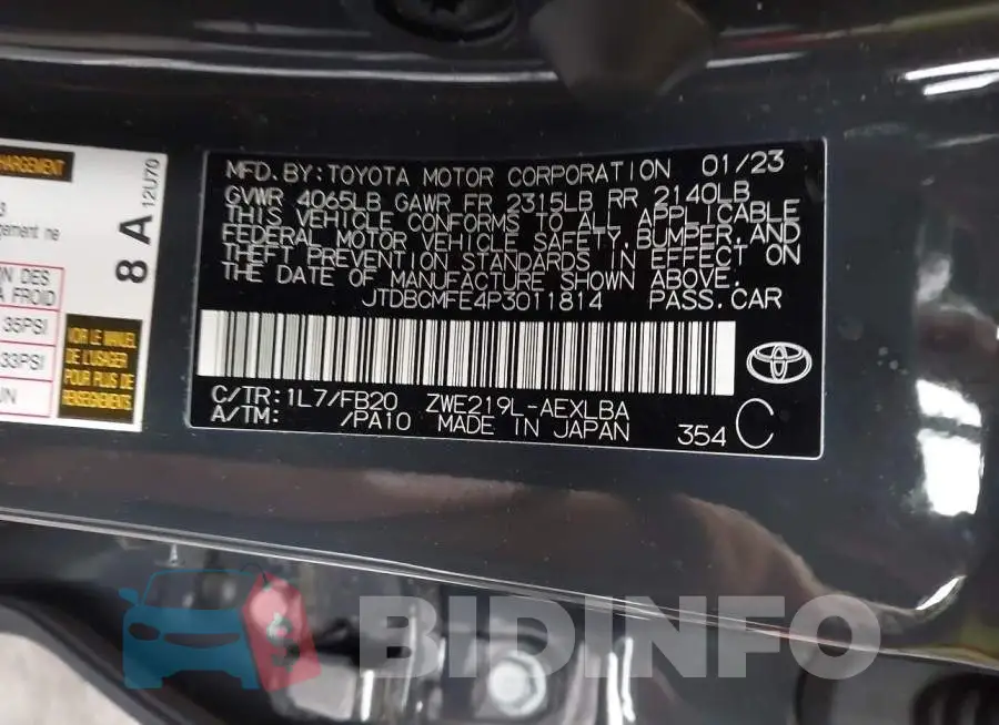 JTDBCMFE4P3011814 Photo# 9