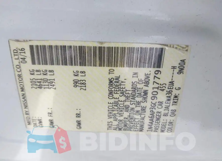 1N4AA6AP3GC901779 Photo# 9