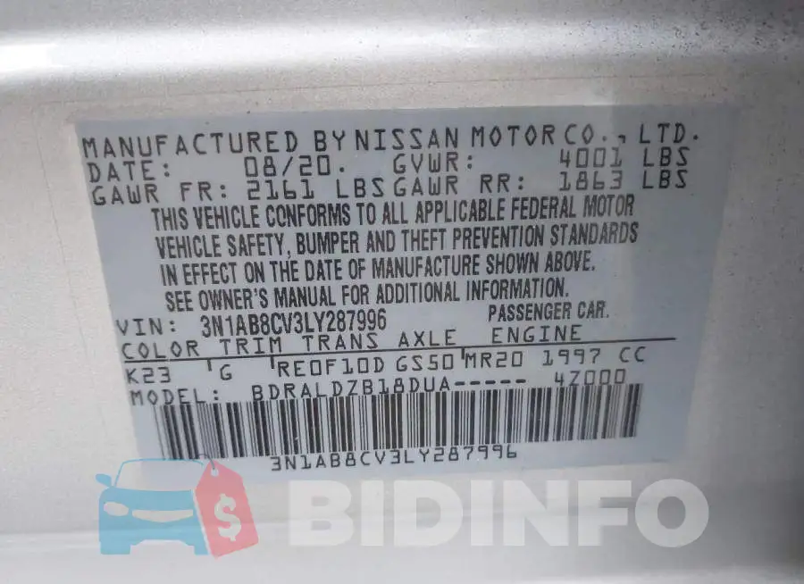 3N1AB8CV3LY287996 Photo# 9