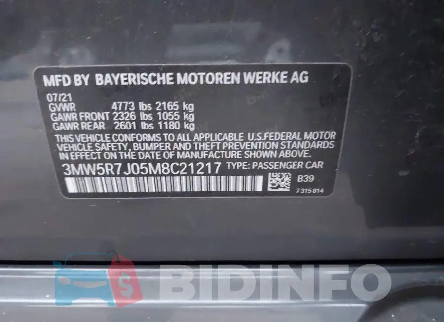 3MW5R7J05M8C21217 Photo# 9